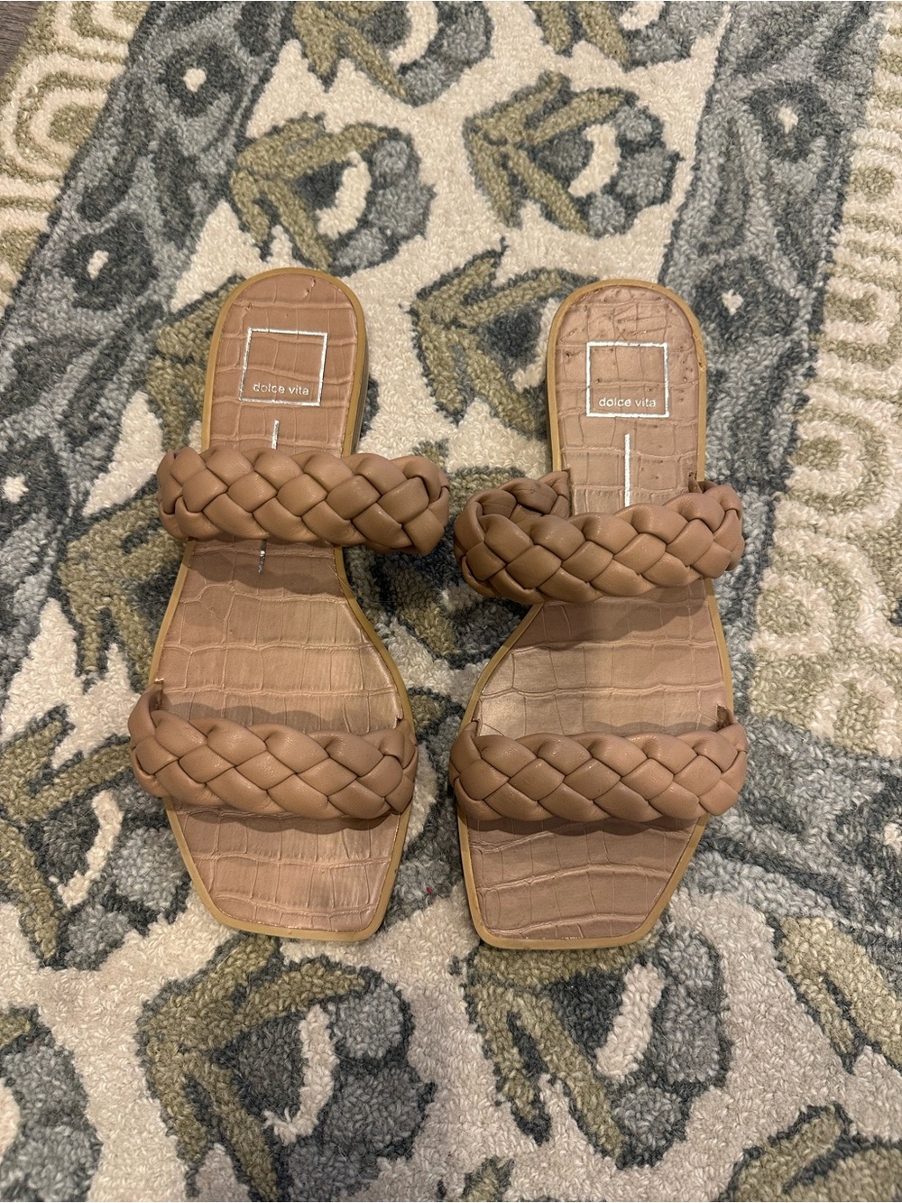 Dolce Vita Braided Double-Strap Slides in Light Brown